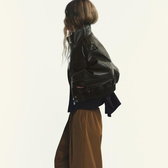 ZARA FAUX LEATHER SHORT JACKET - Picture 3 of 15